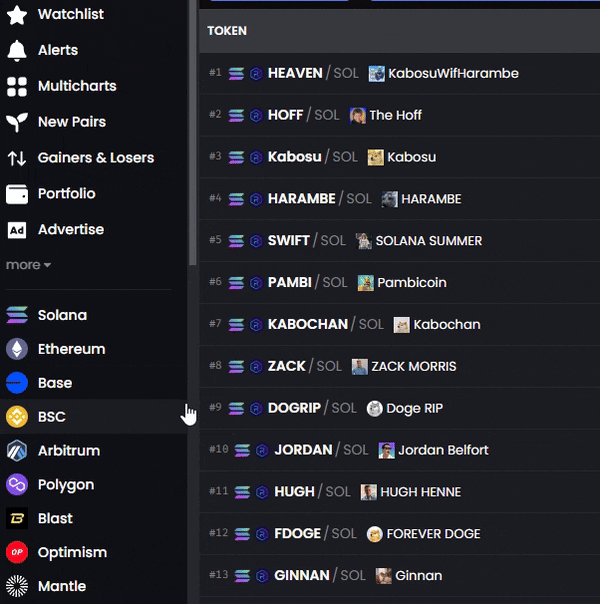 Screenshot for Sélectionner un token