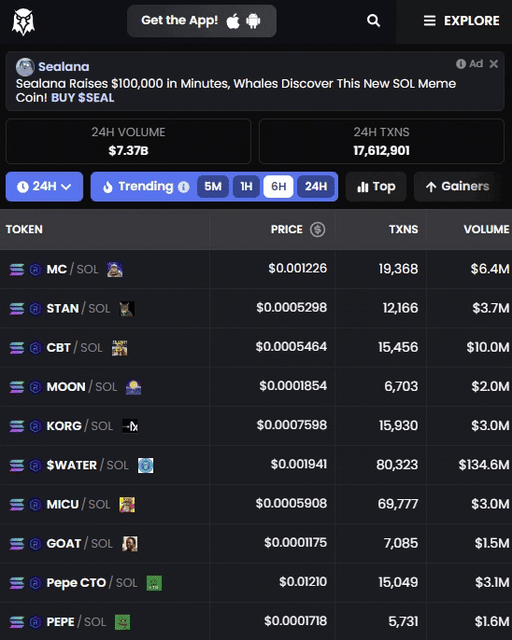 Screenshot for Accéder à DEX Screener