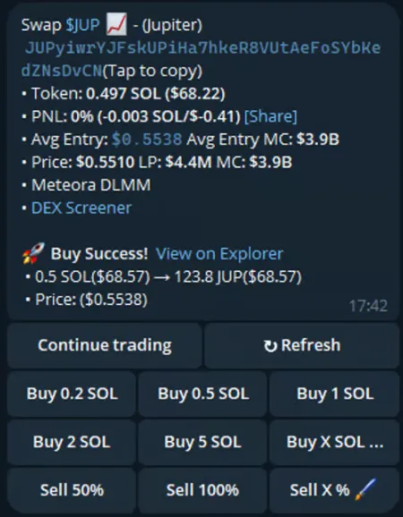 Screenshot for Proceed with the transaction.