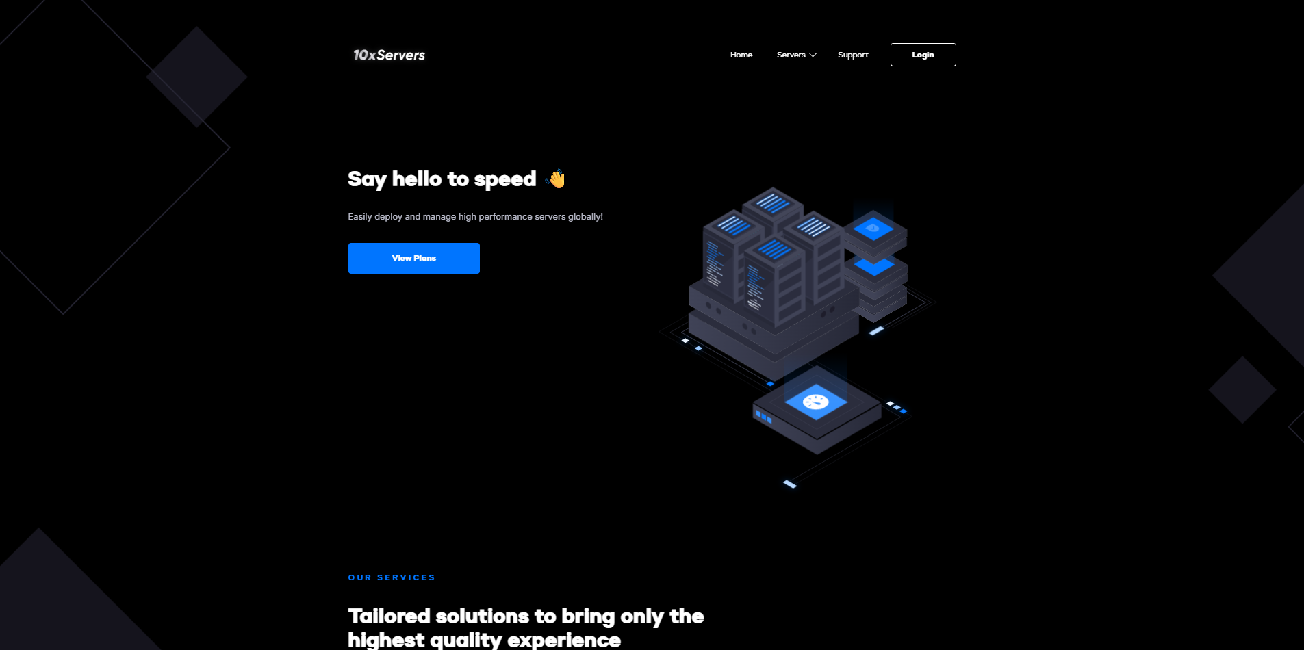 10xServers Website Homepage