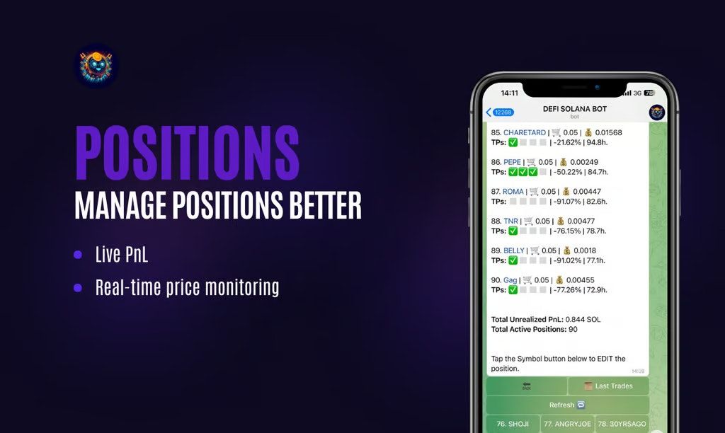 DEFI SOLANA BOT Positions