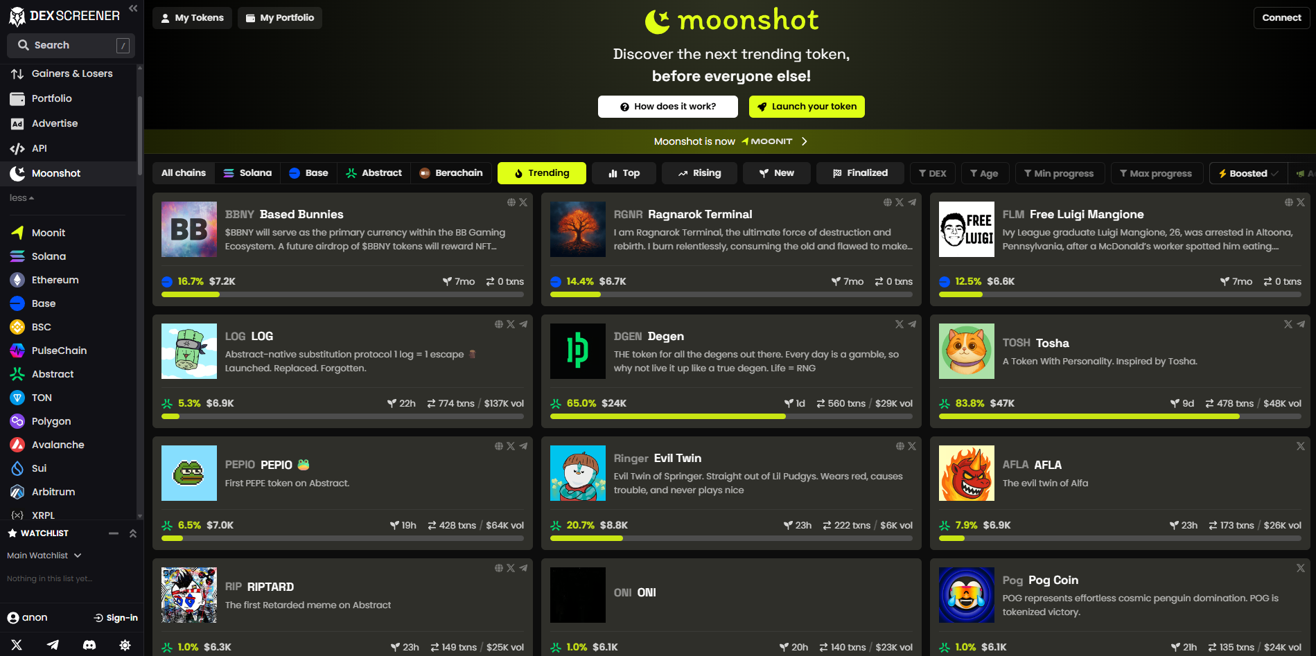 DEX Screener Moonshot