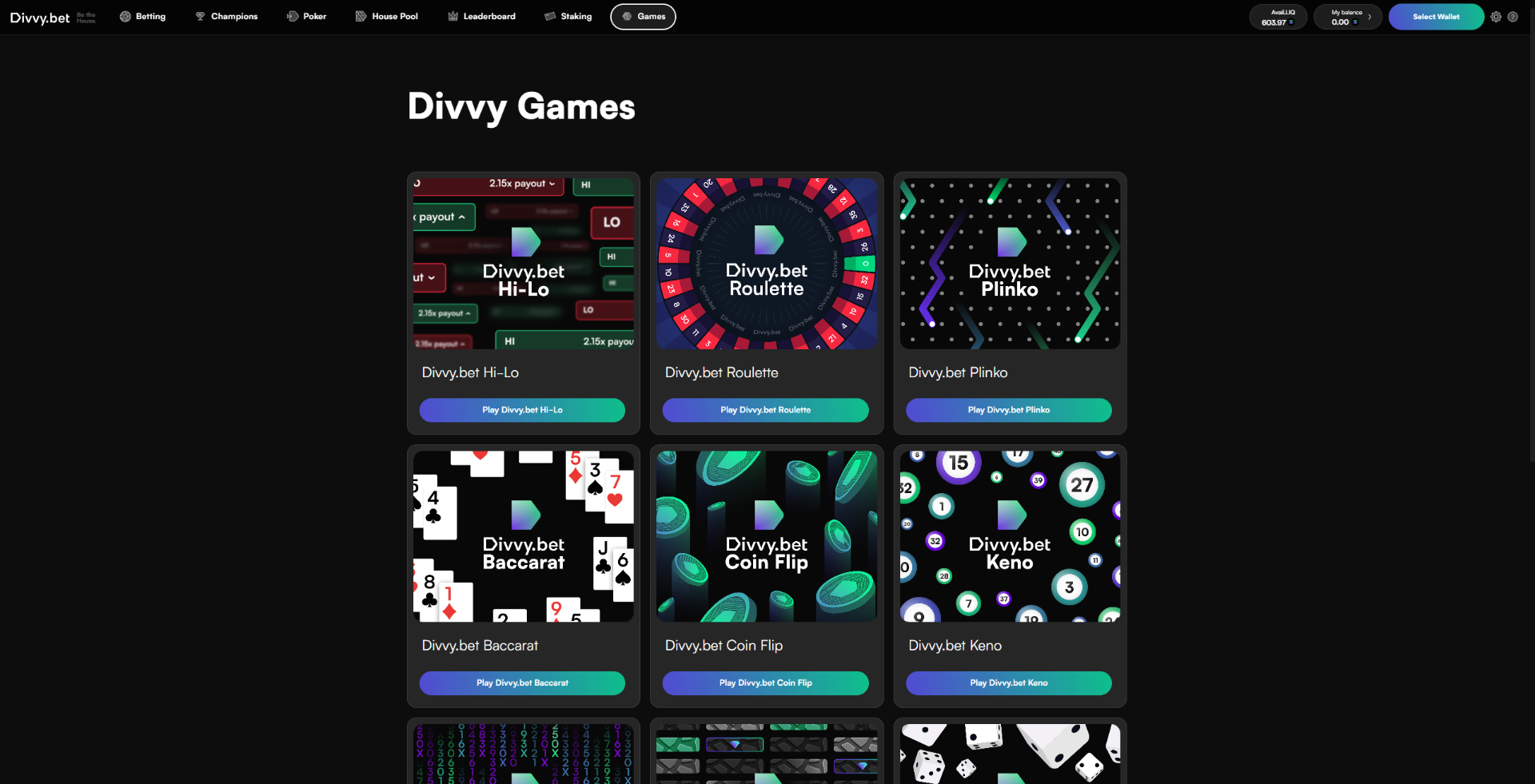 Divvy.bet Games