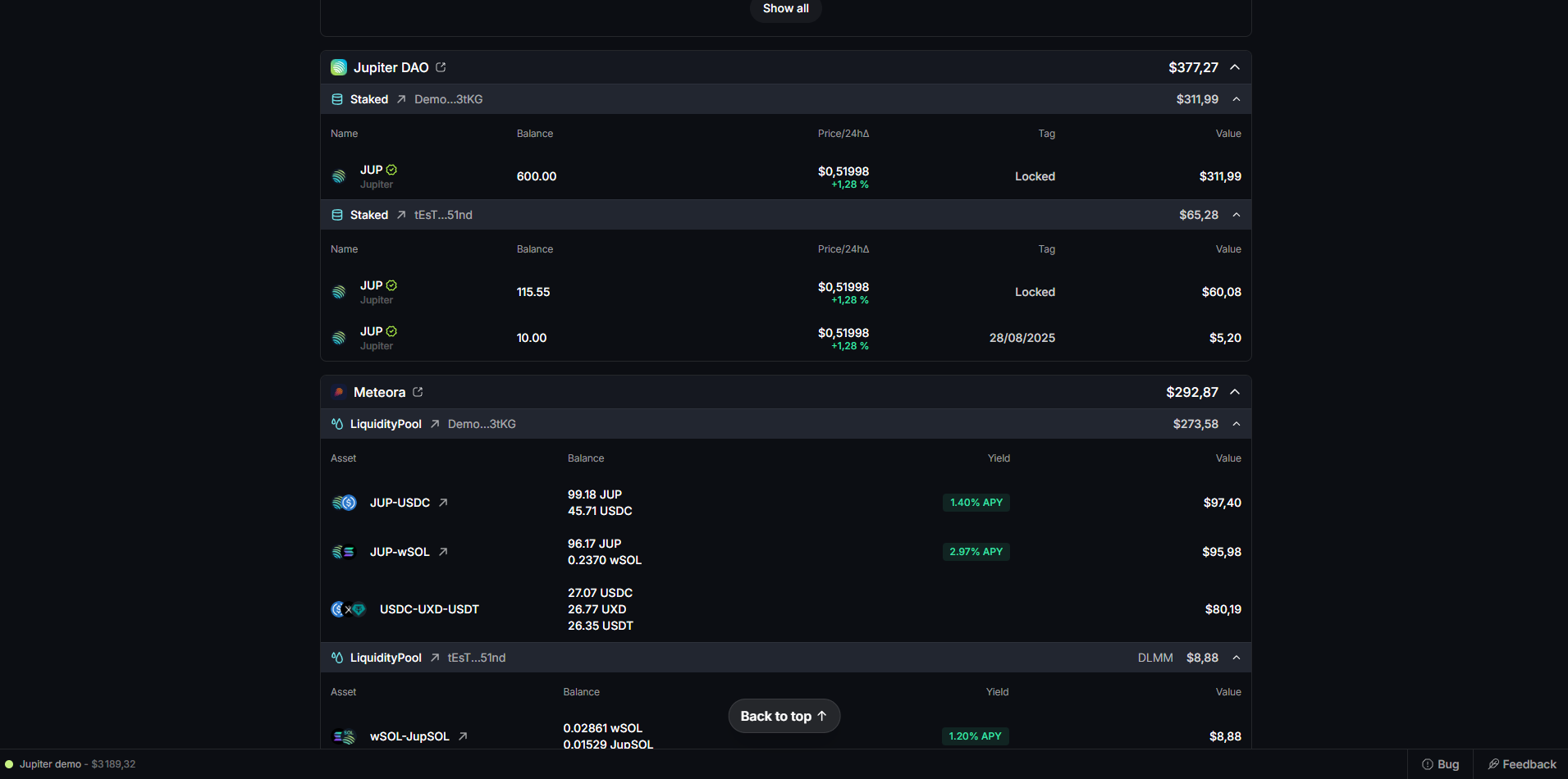 Jupiter Portfolio Demo